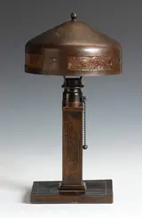 Roycroft, Hammered Copper & Mica Lamp