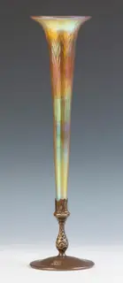 Louis Comfort Tiffany, Trumpet Vase with Bronze Base