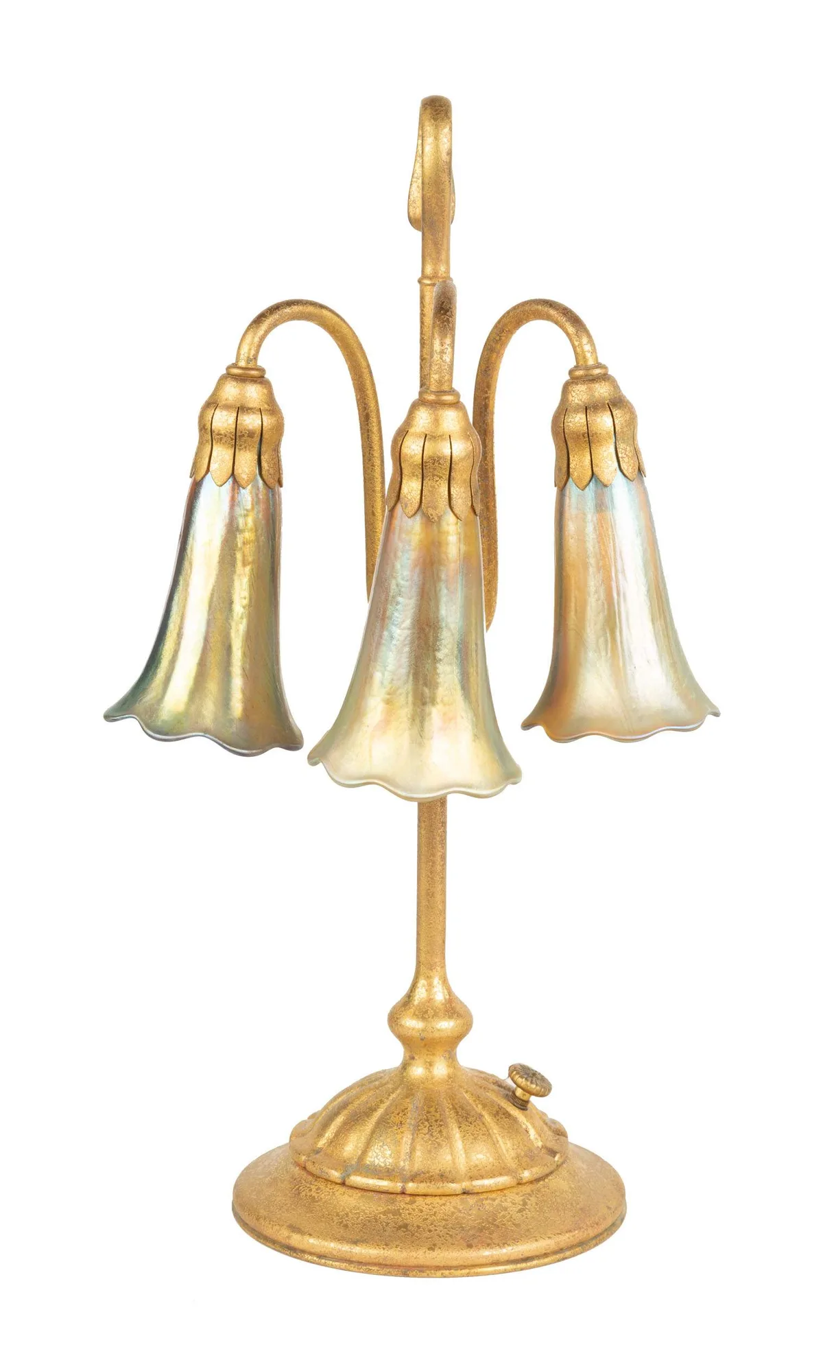 Three Light Lily Lamp by Tiffany Studios, sold Nov 2019