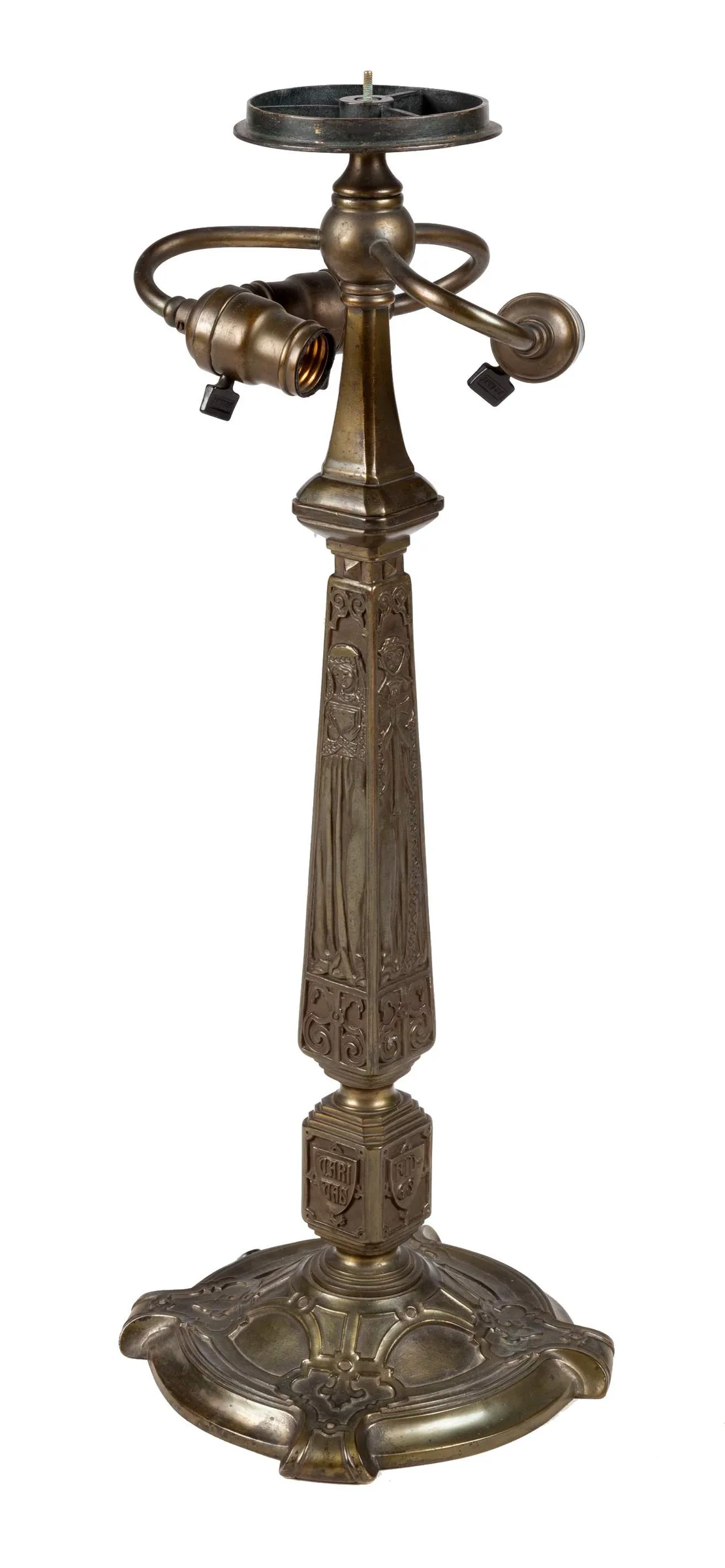 Four Virtues Table Lamp Base by Tiffany Studios, sold May 2021