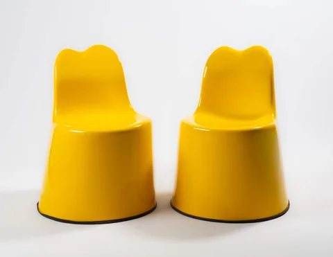Wendell Castle, Molar Dinning Chairs, Gel-coated fiberglass and vinyl