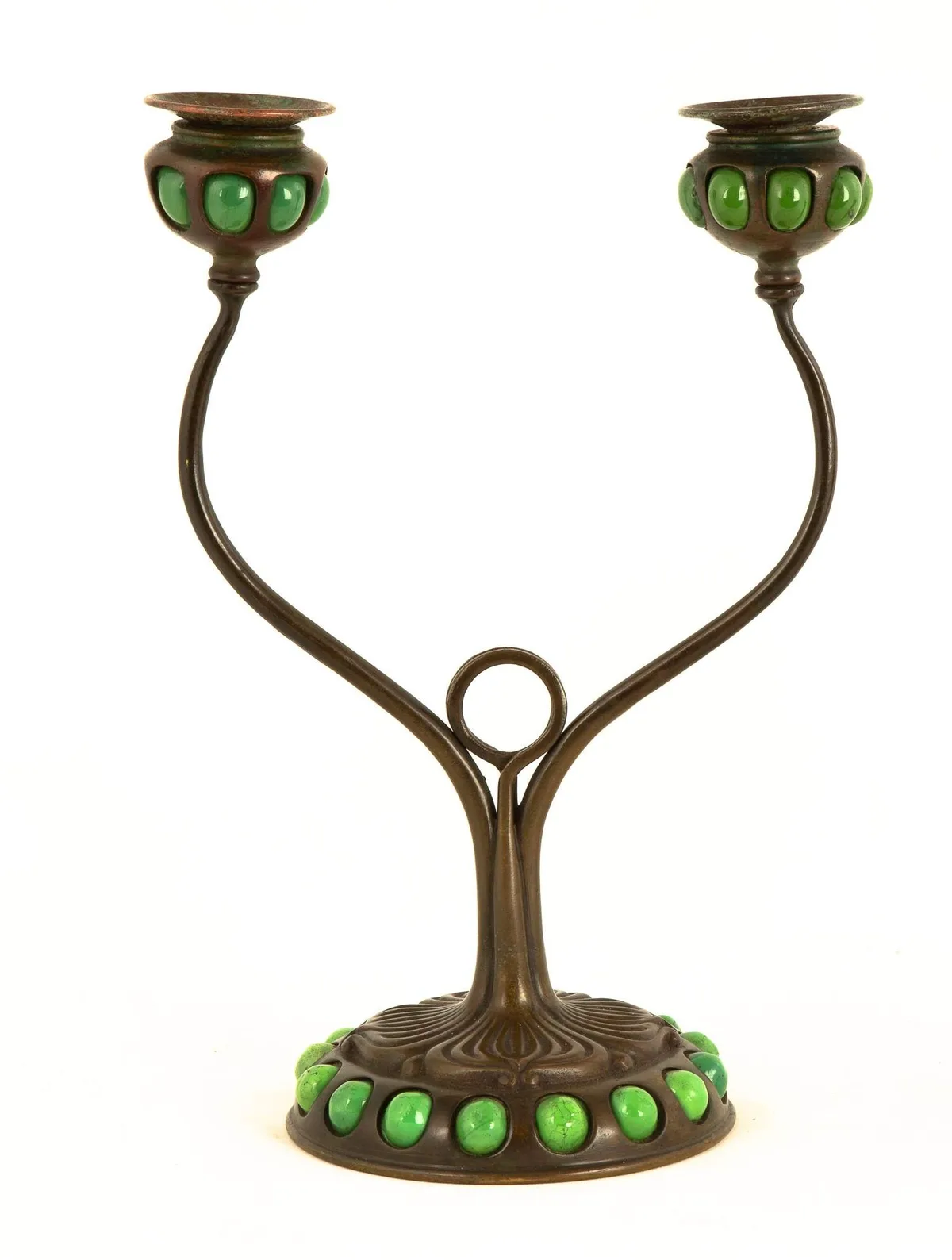 Blown Out Double Candlestick by Tiffany Studios, sold Oct 2020