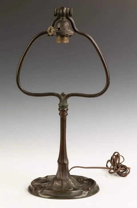 Bronze Harp Shaped Table Lamp Base by Tiffany Studios, sold Nov 2016