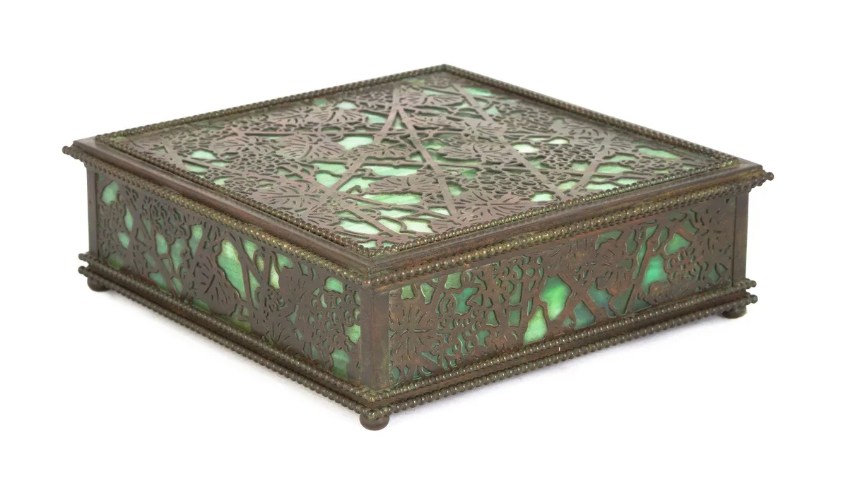 Grapevine Covered Box by Tiffany Studios, sold Mar 2019