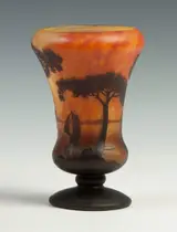 Daum Nancy, Cameo Vase with Lake & Sunset Scene