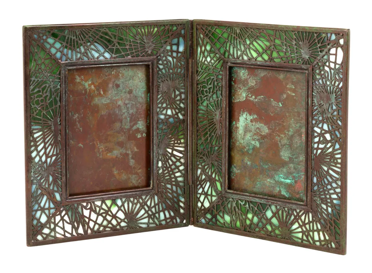 Pine Needle Double Picture Frame by Tiffany Studios, sold Sep 2019