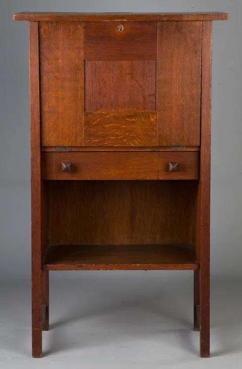 Unusual Fall Front Desk by Gustav Stickley, sold Nov 2017
