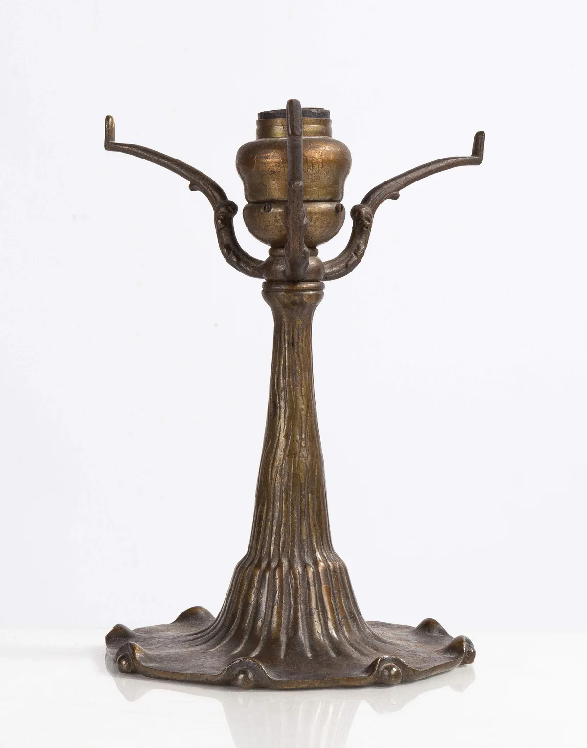 Table Lamp Base by Tiffany Studios, 1910, Patinaed bronze, sold May 2026