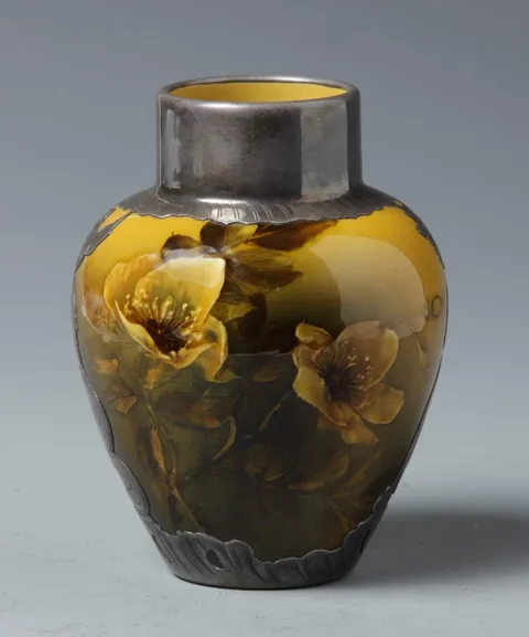 Silver Overlay Art Pottery Vase by Rookwood Pottery, sold Sep 2011