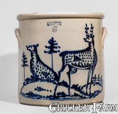 J. & E. Norton, Extraordinary J. & E. NORTON / BENNINGTON, VT Six-Gallon Stoneware Deer Crock, circa 1855, Stoneware