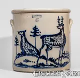 J. & E. Norton, Extraordinary J. & E. NORTON / BENNINGTON, VT Six-Gallon Stoneware Deer Crock, circa 1855, Stoneware