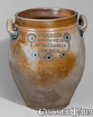 C. Crolius, Exceptional C. CROLIUS / MANUFACTURER / MANHATTAN-WELLS / NEW-YORK Stoneware Jar, early 19th century, Stoneware