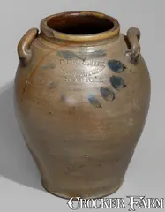 C. Crolius, C. CROLIUS / MANUFACTURER / NEW-YORK Open-Handled Stoneware Jar w/ Incised Decoration, early 19th century, Stoneware