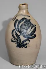 F. Stetzenmeyer, Outstanding F. STETZENMEYER / ROCHESTER, NY Four-Gallon Stoneware Jug w/ Elaborate Decoration, circa 1850, Stoneware