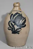F. Stetzenmeyer, Outstanding F. STETZENMEYER / ROCHESTER, NY Four-Gallon Stoneware Jug w/ Elaborate Decoration, circa 1850, Stoneware