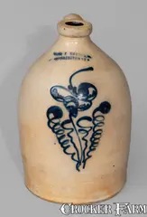 J. & E. Norton, J. & E. NORTON / BENNINGTON VT Stoneware Jug w/ Cobalt Floral Decoration, circa 1855, Stoneware
