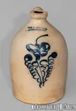 J. & E. Norton, J. & E. NORTON / BENNINGTON VT Stoneware Jug w/ Cobalt Floral Decoration, circa 1855, Stoneware