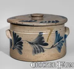 Rcr, RCR / PHILA (Richard C. Remmey, Philadelphia, PA) Stoneware Butter Crock w/ Lid, circa 1875, Stoneware