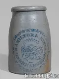 Hamilton & Jones, HAMILTON & JONES / GREENSBORO, Pa. Stoneware Canning Jar w/ Stenciled Federal Eagle Motif