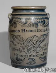 James Hamilton & Co., Fine "Eagle Pottery" Stoneware Jar by "James Hamilton & Co. / Greensboro, Pa.", circa 1870, Stoneware
