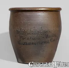 Sibb J. Beighel, Rare "Sibb J. Beighel / Pleasant Unity / Westmoreland Co., Pa." Stoneware Jar, circa 1870-1880, Stoneware
