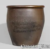 Sibb J. Beighel, Rare "Sibb J. Beighel / Pleasant Unity / Westmoreland Co., Pa." Stoneware Jar, circa 1870-1880, Stoneware