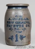 A. Conrad, A. CONRAD / NEW GENEVA / FAYETTE CO / PA Stoneware Jar, circa 1875, Stoneware