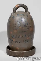 Harden, Extremely Rare HARDEN / PALATINE W. VA Stoneware Chicken Waterer, circa 1875, Stoneware