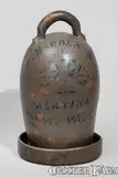 Harden, Extremely Rare HARDEN / PALATINE W. VA Stoneware Chicken Waterer, circa 1875, Stoneware