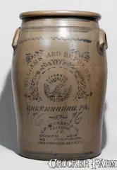 Williams And Reppert, Exceptional 16-Gallon WILLIAMS & REPPERT / GREENSBORO, PA Crock w/ New Cumberland WV Advertising, circa 1885, Stoneware