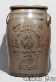 Williams And Reppert, Exceptional 16-Gallon WILLIAMS & REPPERT / GREENSBORO, PA Crock w/ New Cumberland WV Advertising, circa 1885, Stoneware
