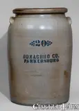 Donaghho Co., Twenty-Gallon DONAGHHO CO. / PARKERSBURG, West Virginia Stoneware Jar, circa 1890, Stoneware
