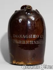 Donaghho Co., Rare DONAGHHO CO / PARKERSBURG, West Virginia Stoneware Harvest Jug, late 19th century, Stoneware