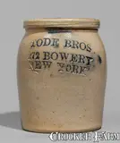 Bowery, Small-Sized TODE BROS / 272 BOWERY / NEW YORK Stoneware Jar, late 19th century, Stoneware