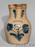 J. Young & Co., Very Rare J. YOUNG & CO. / HARRISBURG, PA Stoneware Pitcher, c1856-58, c1856-58, Stoneware