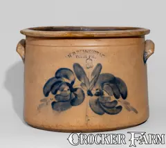 H B. Pfaltzgraff, Rare Three-Gallon H B. PFALTZGRAFF / YORK, PA Stoneware Cake Crock, circa 1870-1889, Stoneware