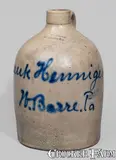 Lewis Jones, Wilkes-Barre, PA Advertising Jug, LEWIS JONES / PITTSTON, PA, late 19th century, Stoneware
