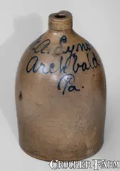 Lewis Jones, Archbald, PA Advertising Jug, LEWIS JONES / PITTSTON, PA, late 19th century, Stoneware