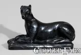 Solomon Bell, Very Rare and Important "Solomon Bell / Winchester," Virginia Redware Figure of a Whippet, circa 1840, Redware