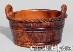 John Bell, JOHN BELL / WAYNESBORO, Pennsylvania Manganese-Decorated Redware Tub, circa 1850-1880, Redware