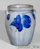 John Bell, JOHN BELL / WAYNESBORO, PA Stoneware Jar w/ Cobalt Floral Decoration, circa 1850-1880, Stoneware