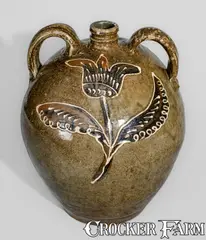 C Rhodes, Exceptional "C Rhodes / Maker," Collin Rhodes, Edgefield District, SC Four-Gallon Double-Handled Stoneware Jug, circa 1843, Stoneware