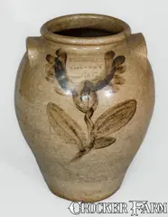 Phoenix Factory, Extremely Rare and Important PHOENIX FACTORY / ED : SC Stoneware Jar w/ Elaborate Iron Slip Decoration, circa 1840, Stoneware