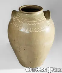 Winthrop Chandler, Fine Large-Sized CHANDLER / MAKER (Edgefield District, SC) Stoneware Jar w/ Kaolin Slip Decoration, circa 1850, Stoneware
