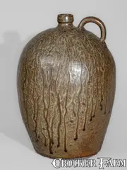 J. W. S. & Co., Exceptional J. W. S. & CO. / PINE HOUSE / S.C. Alkaline-Glazed Stoneware Jug, Edgefield District, c1860, c1860, Alkaline-glazed stoneware