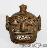 H.F. Reinhardt, Very Rare H.F. REINHARDT / VALE, N.C. Alkaline-Glazed Stoneware Face Jug, second quarter 20th century, Alkaline-glazed stoneware