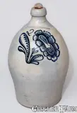 F. Stetzenmeyer, Fine F. STETZENMEYER / ROCHESTER N.Y. Stoneware Jug w/ Floral Design, circa 1855, Stoneware