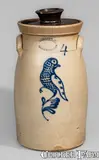 J. Burger Jr, Fine J. BURGER JR / ROCHESTER N.Y. Four-Gallon Stoneware Gamebird Churn