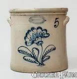 Burger & Lang, BURGER & LANG / ROCHESTER N.Y. Five-Gallon Stoneware Bird Crock, circa 1885, Stoneware