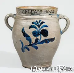 Coerlears Hook, Extremely Rare and Important COERLEARS HOOK / N. YORK (Thomas Commeraw) Stoneware Jar w/ Profuse Decoration, late 18th century, Stoneware